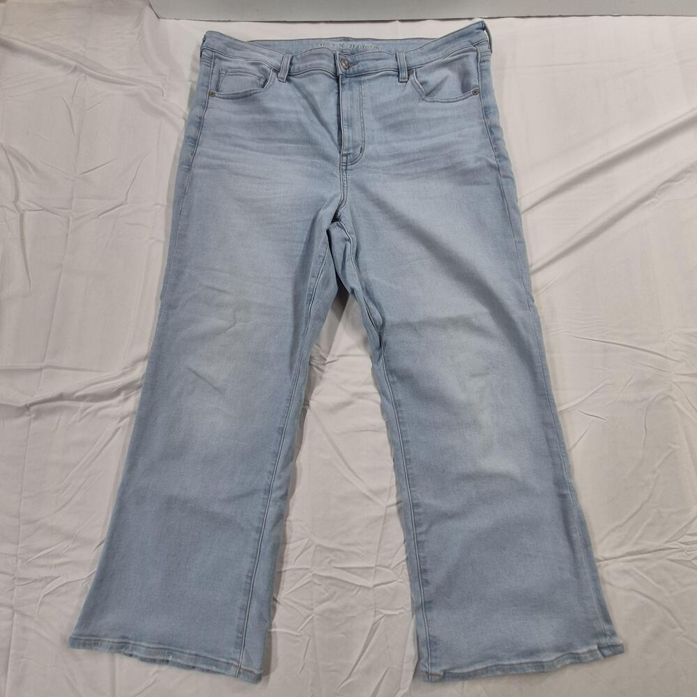 American Eagle Outfitters High Rise Kick Boot Crop Jeans Womens 18 Blue Stretch